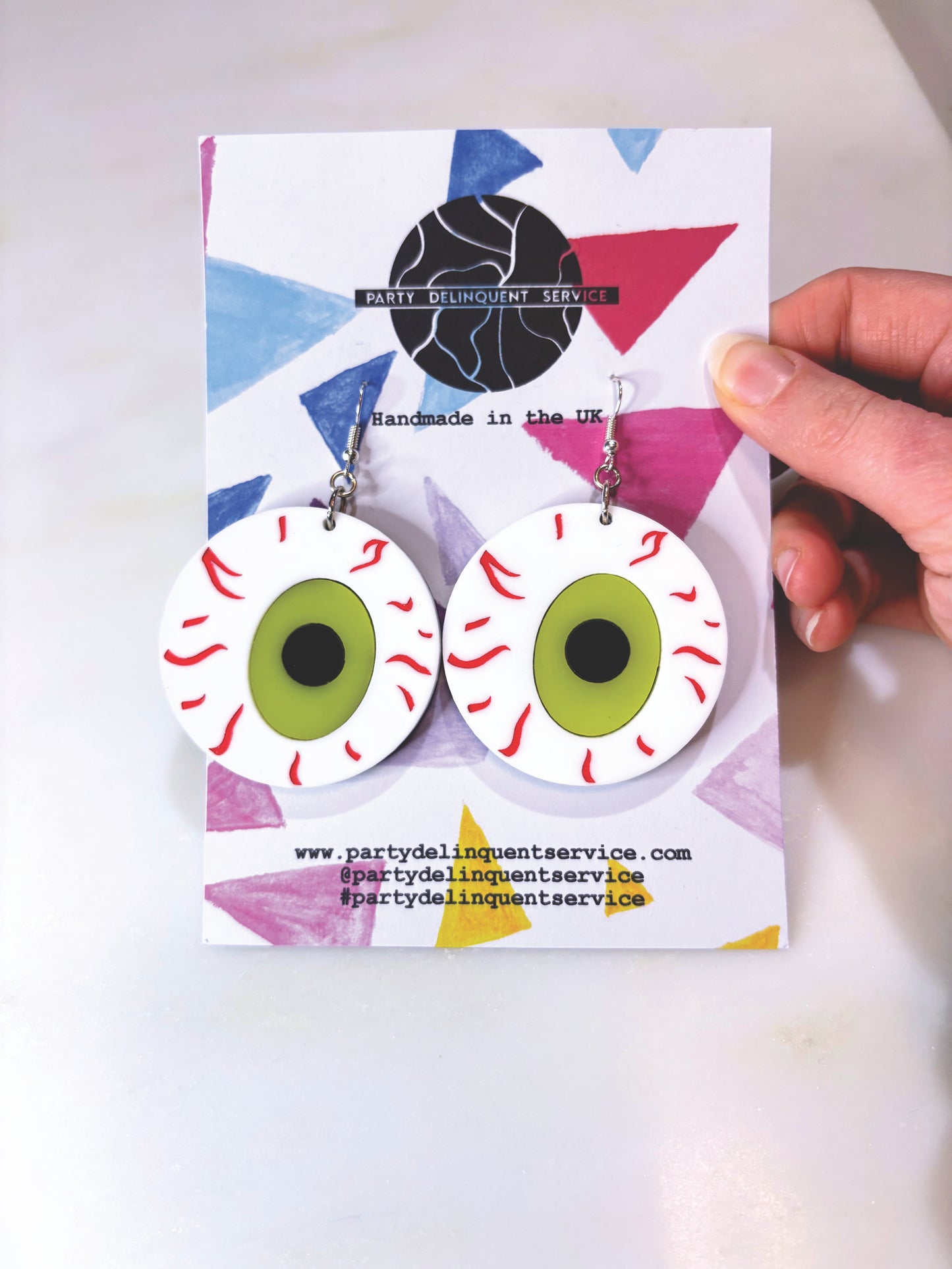 *Sample* Large Eyeball Earrings - Yellowy Green image 0