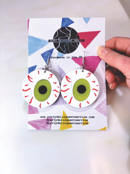 *Sample* Large Eyeball Earrings - Yellowy Green image 0