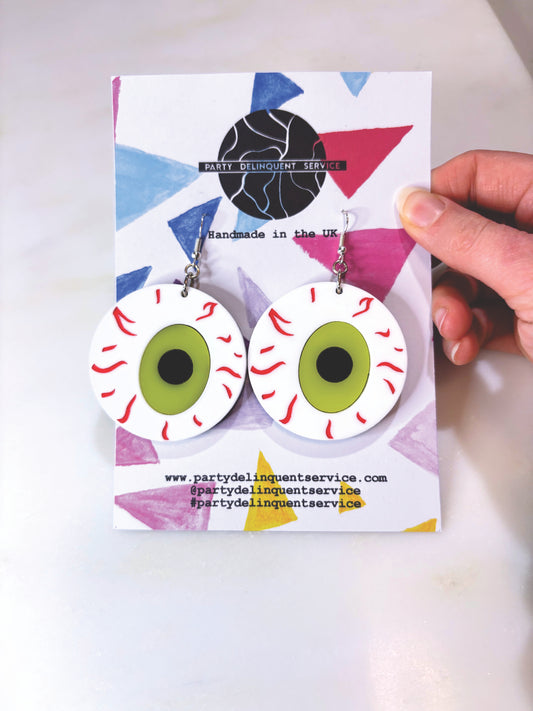 *Sample* Large Eyeball Earrings - Yellowy Green image 0