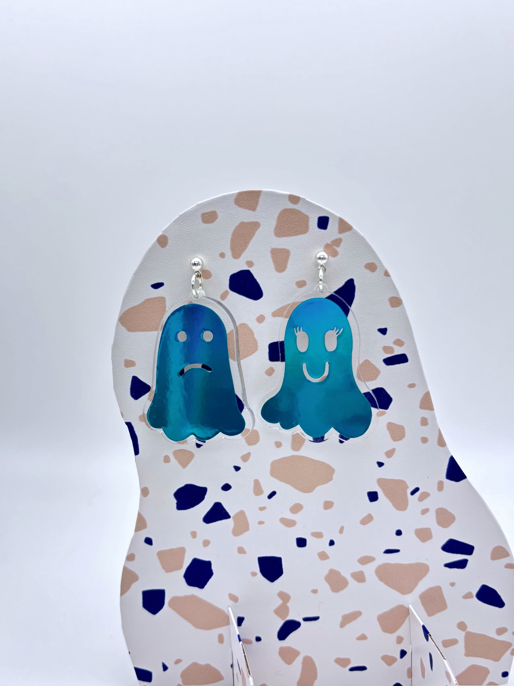 Holographic Ghost Earrings - Ocean Teal image 0
