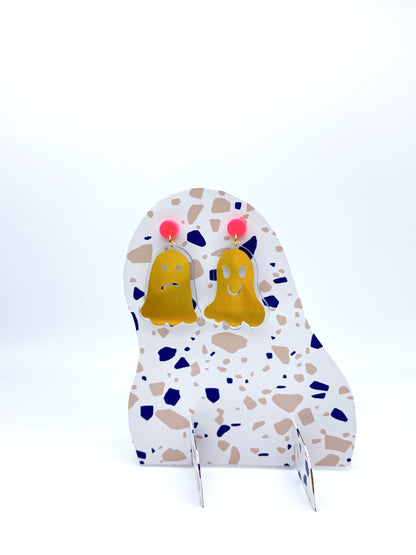Holographic Ghost Earrings - Yellow Gold & Hot Pink image 7