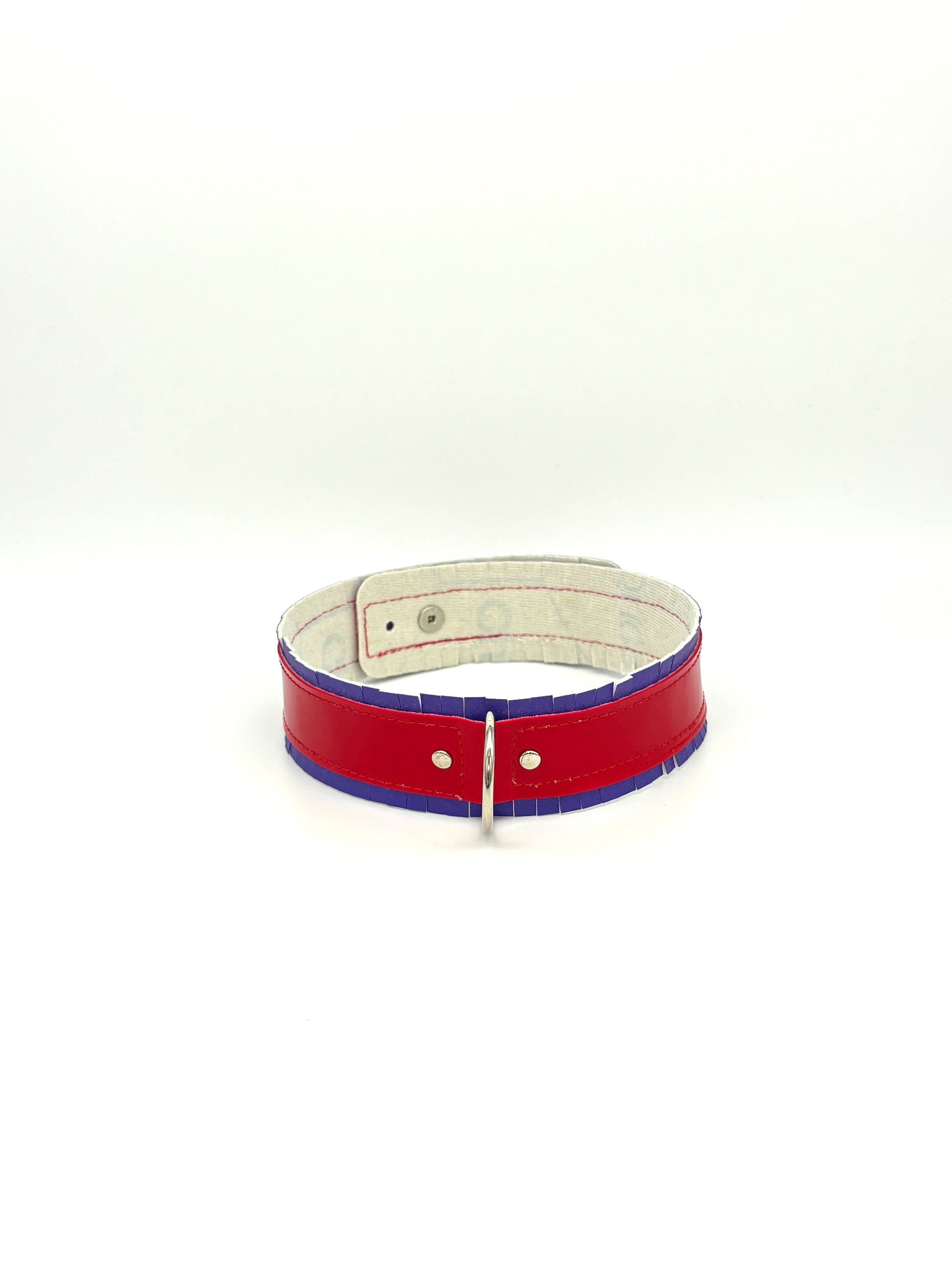 Fringed PVC choker - Purple & Red image 2