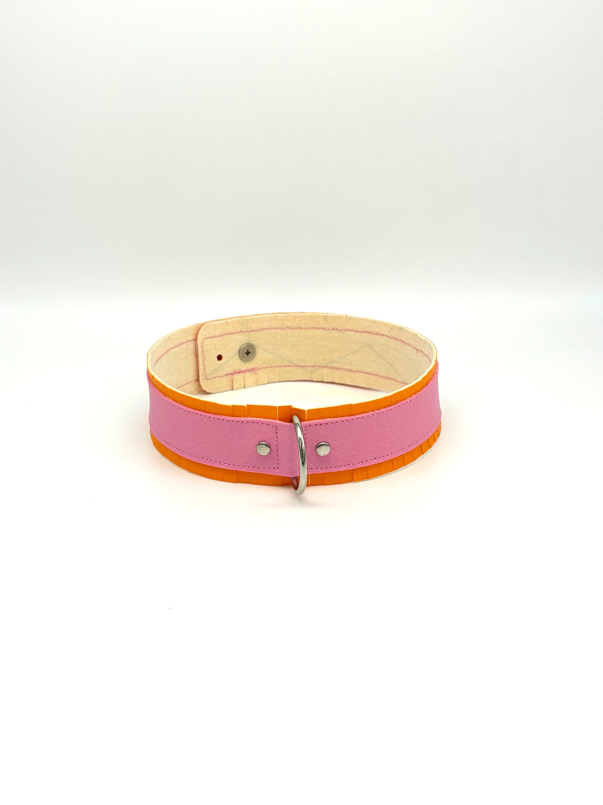 Fringed PVC choker - Orange & Baby Pink image 8