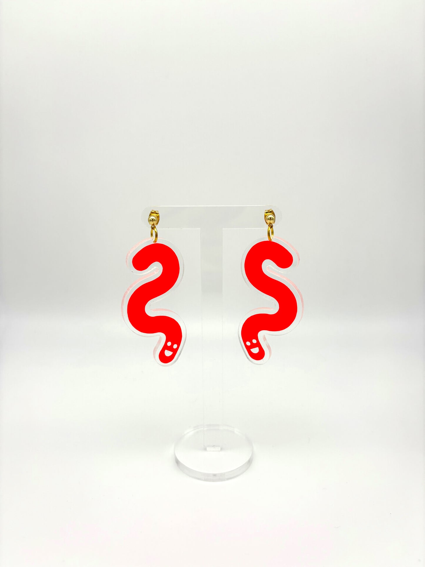 Acrylic & Vinyl Worm Earrings - Orange image 2