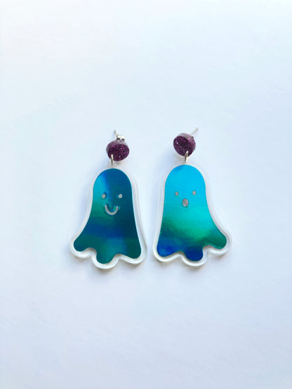 Holographic Ghost Earrings - Ocean Teal image 2