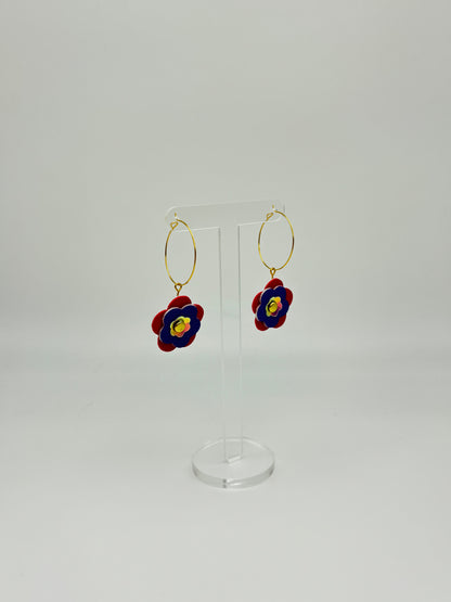 Mini Punk Flower Earrings - Red & Purple image 4