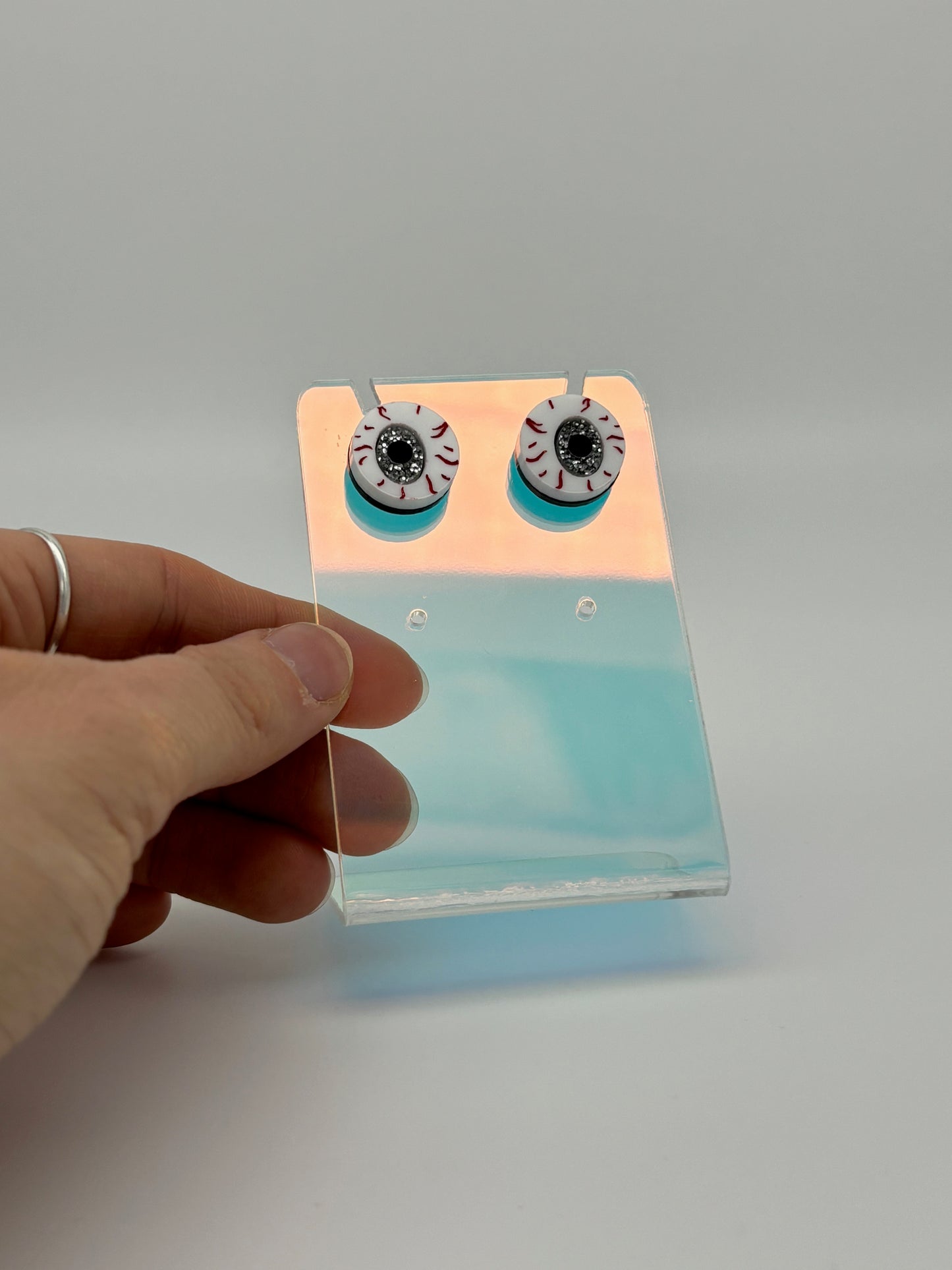 Eyeball Studs - Silver Glitter image 1