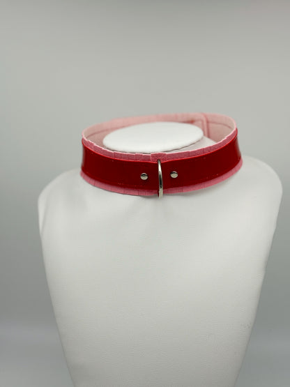 Fringed PVC choker - Baby Pink & Red image 4