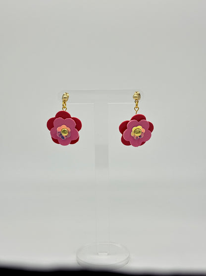 Mini Punk Flower Earrings - Red & Pink image 5