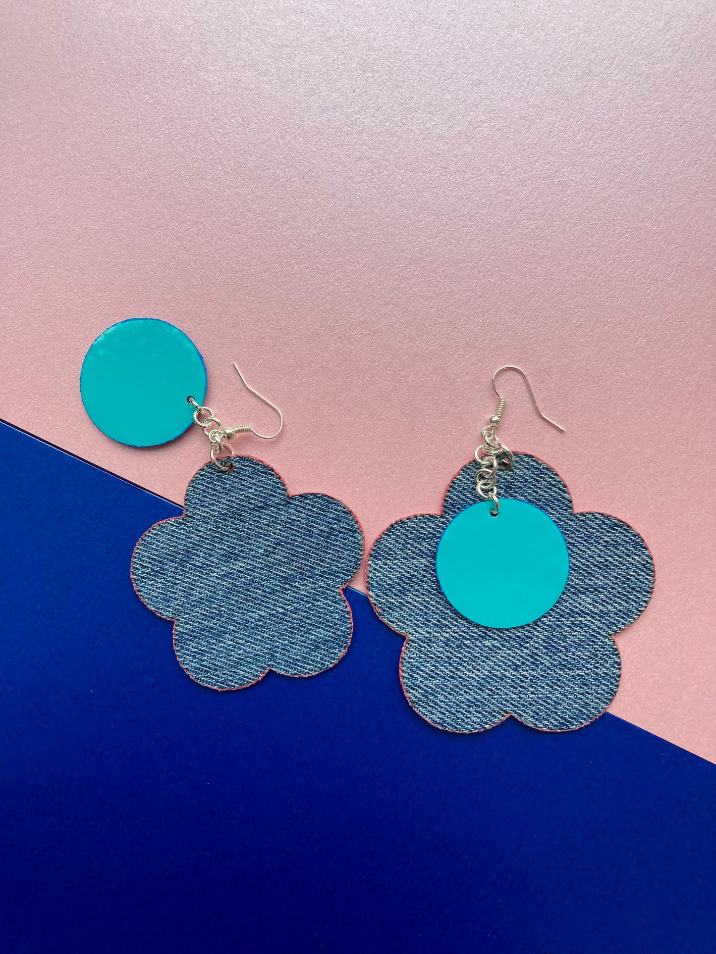 Disco Flower Silver Medium Earrings image 2