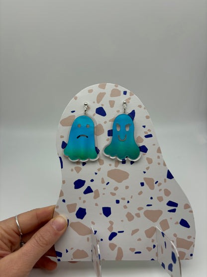Holographic Ghost Earrings - Ocean Teal image 3