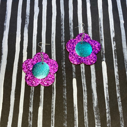 Disco Flower Magenta Medium Earrings image 7