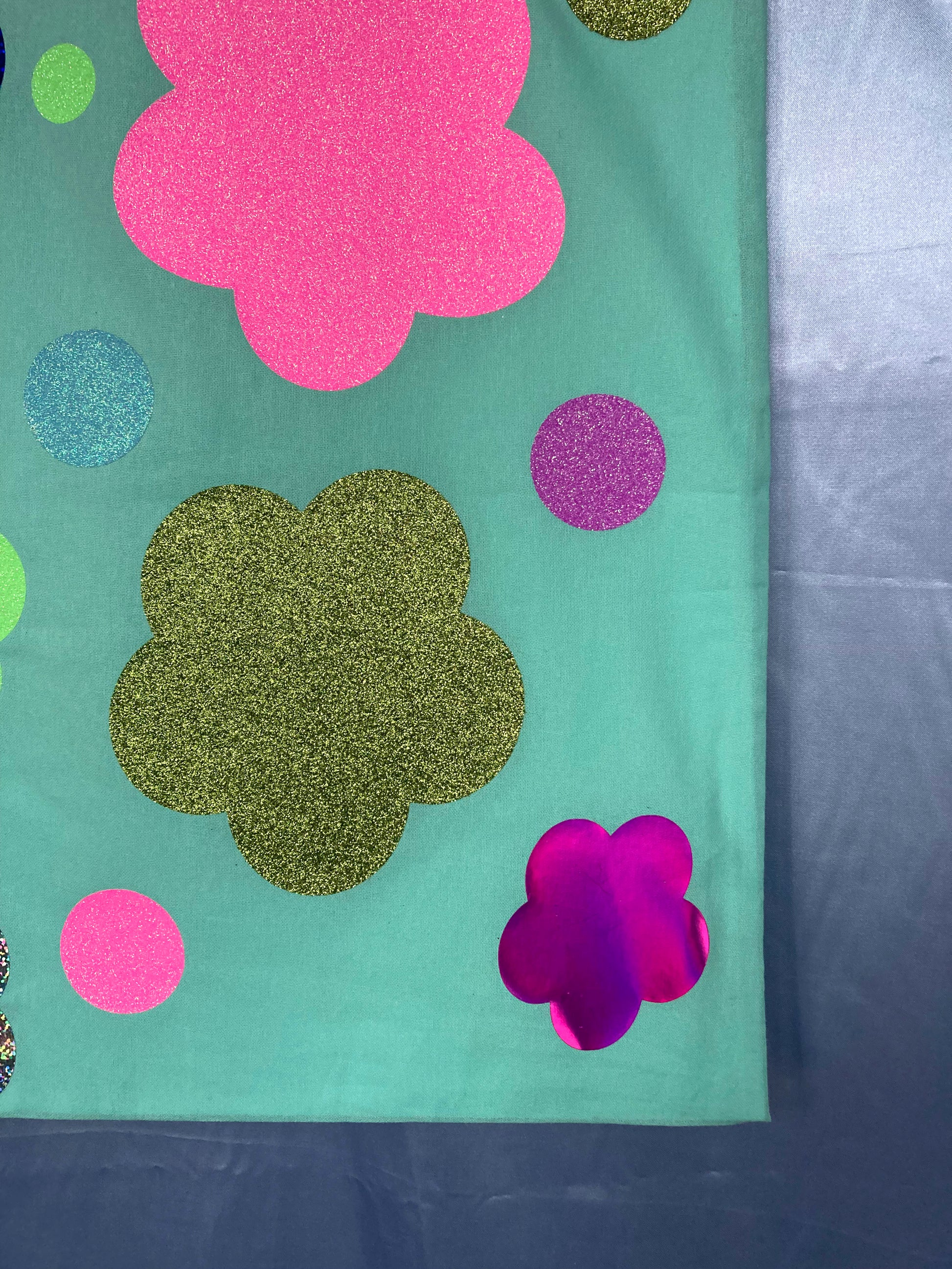 Disco Glitter Flower Teal Tote Bag image 4