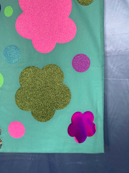 Disco Glitter Flower Teal Tote Bag image 4