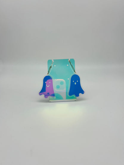 Holographic Ghost Earrings - Snow Aurora Hoops