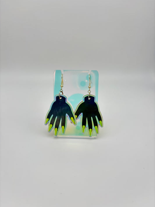 Sparkly Hand Earrings - Grey Holo