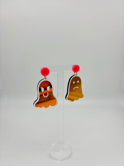 Holographic Ghost Earrings - Tourmaline Aurora & Hot Pink