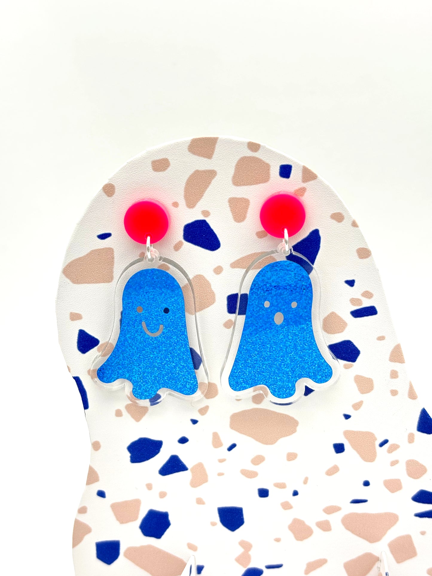 Holographic Ghost Earrings - Sky Blue Shimmer