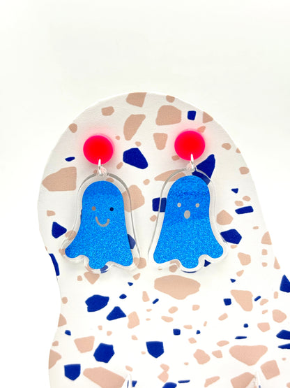 Holographic Ghost Earrings - Sky Blue Shimmer
