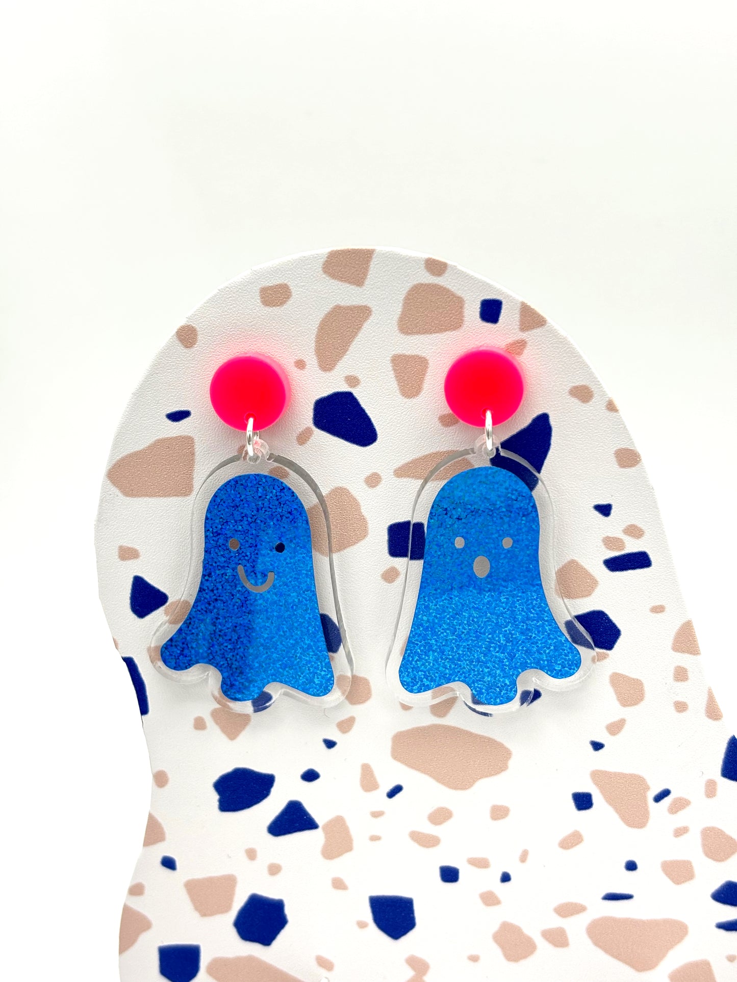 Holographic Ghost Earrings - Sky Blue Shimmer