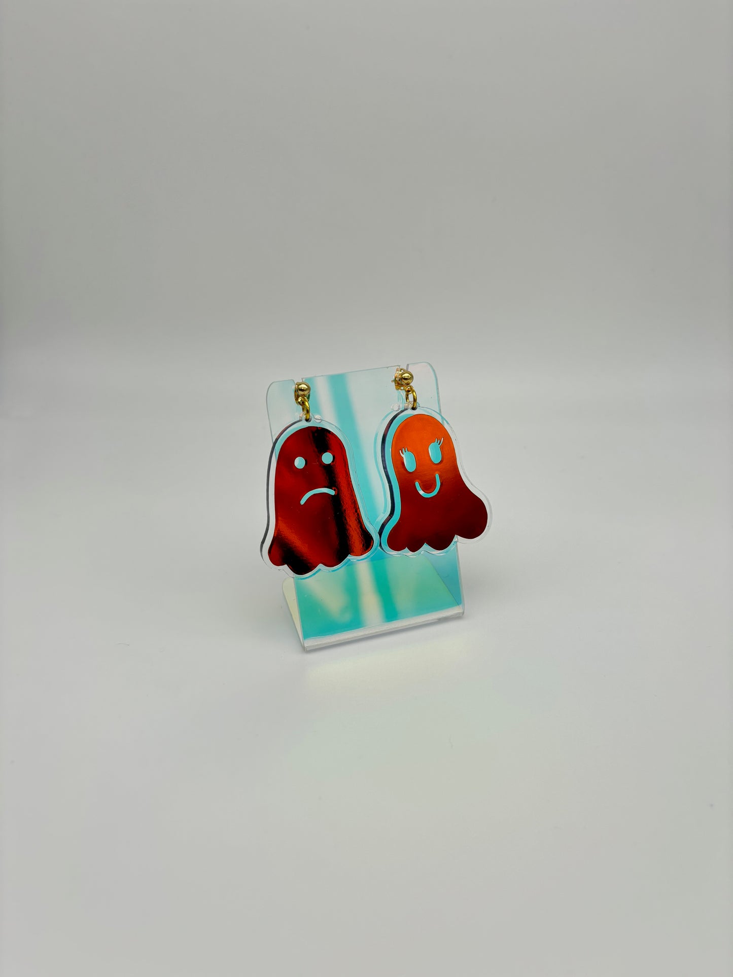 Holographic Ghost Earrings - Tourmaline Aurora Studs