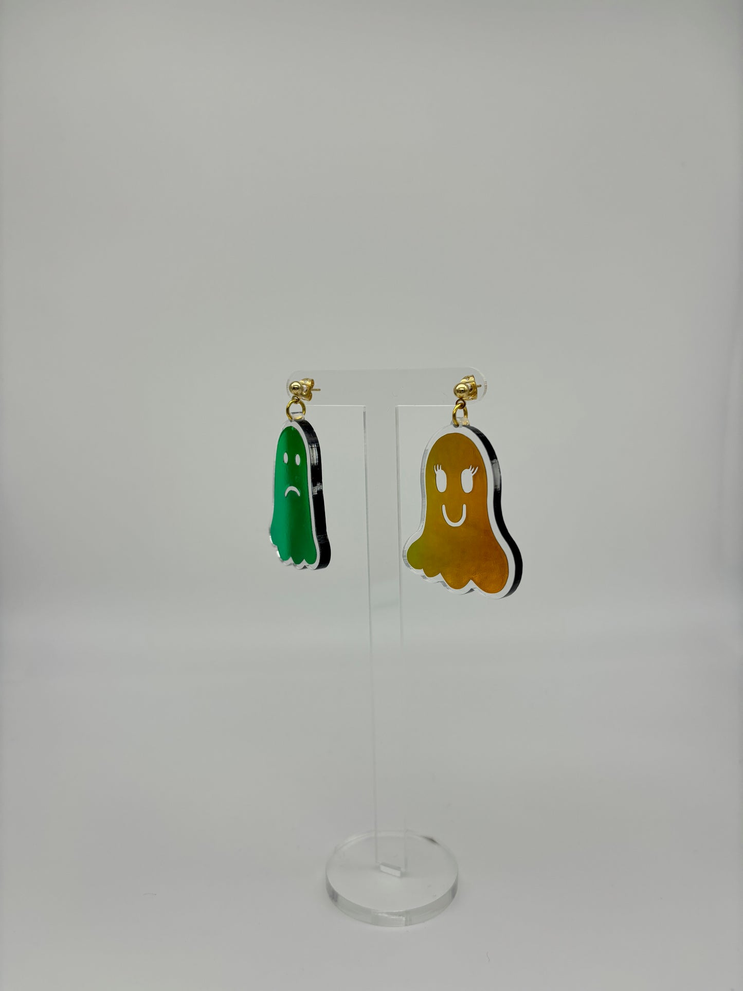 Holographic Ghost Earrings - Tourmaline Aurora Studs