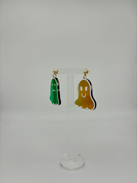 Holographic Ghost Earrings - Tourmaline Aurora Studs