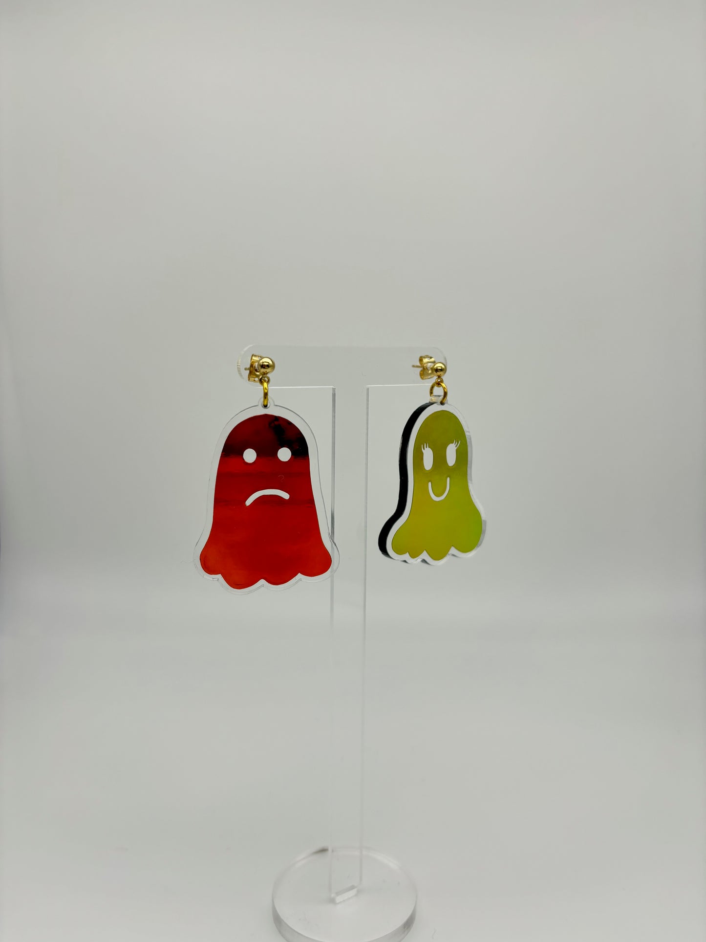 Holographic Ghost Earrings - Tourmaline Aurora Studs
