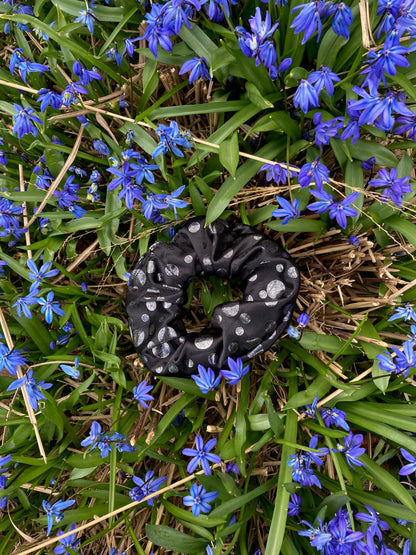 Silver Dots Scrunchie