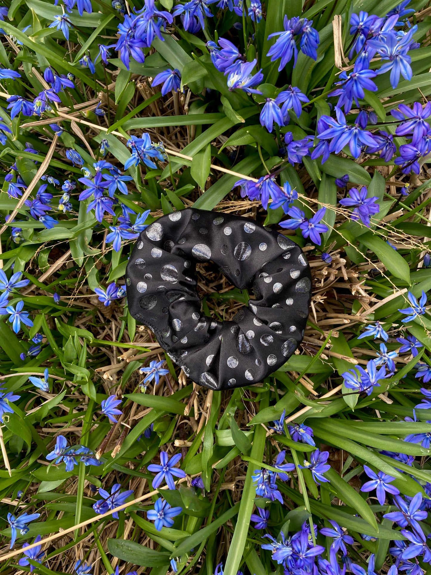 Silver Dots Scrunchie
