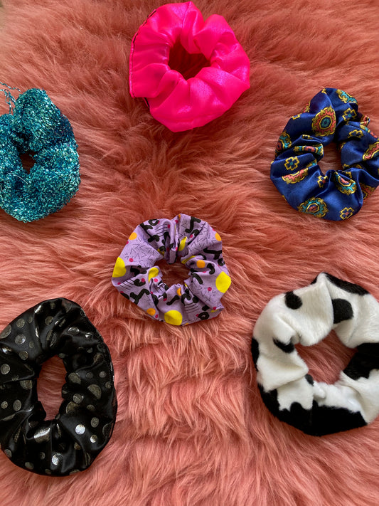 Silver Dots Scrunchie
