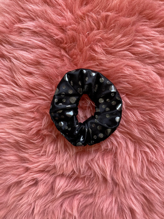 Silver Dots Scrunchie
