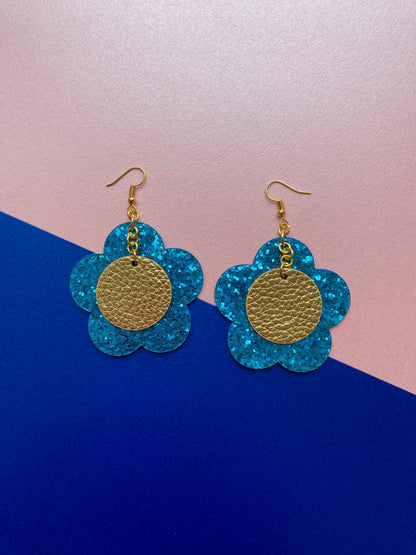 Disco Flower Turquoise Medium Earrings image 0
