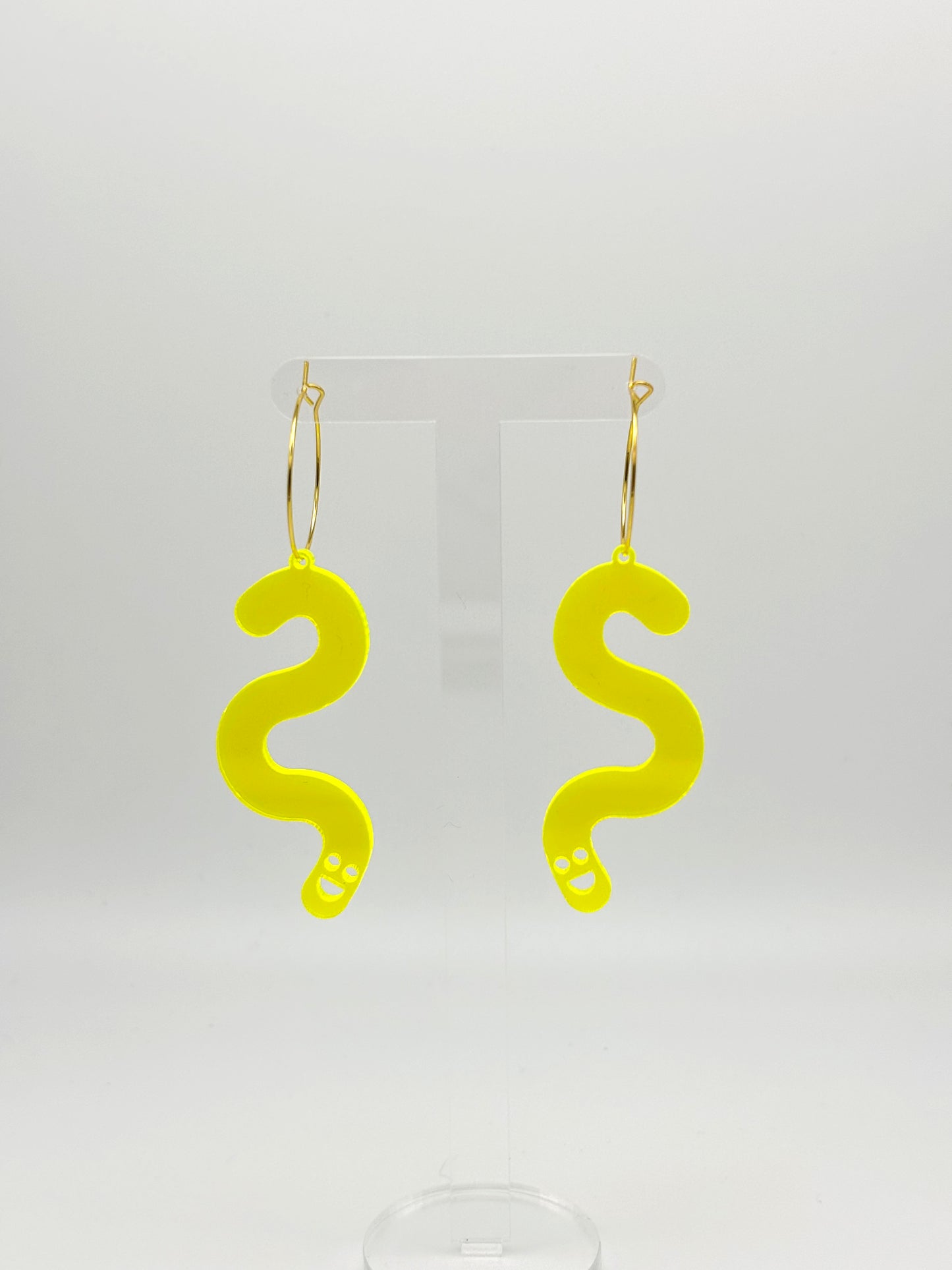 Fluorescent Worm Hoop Earrings image 0