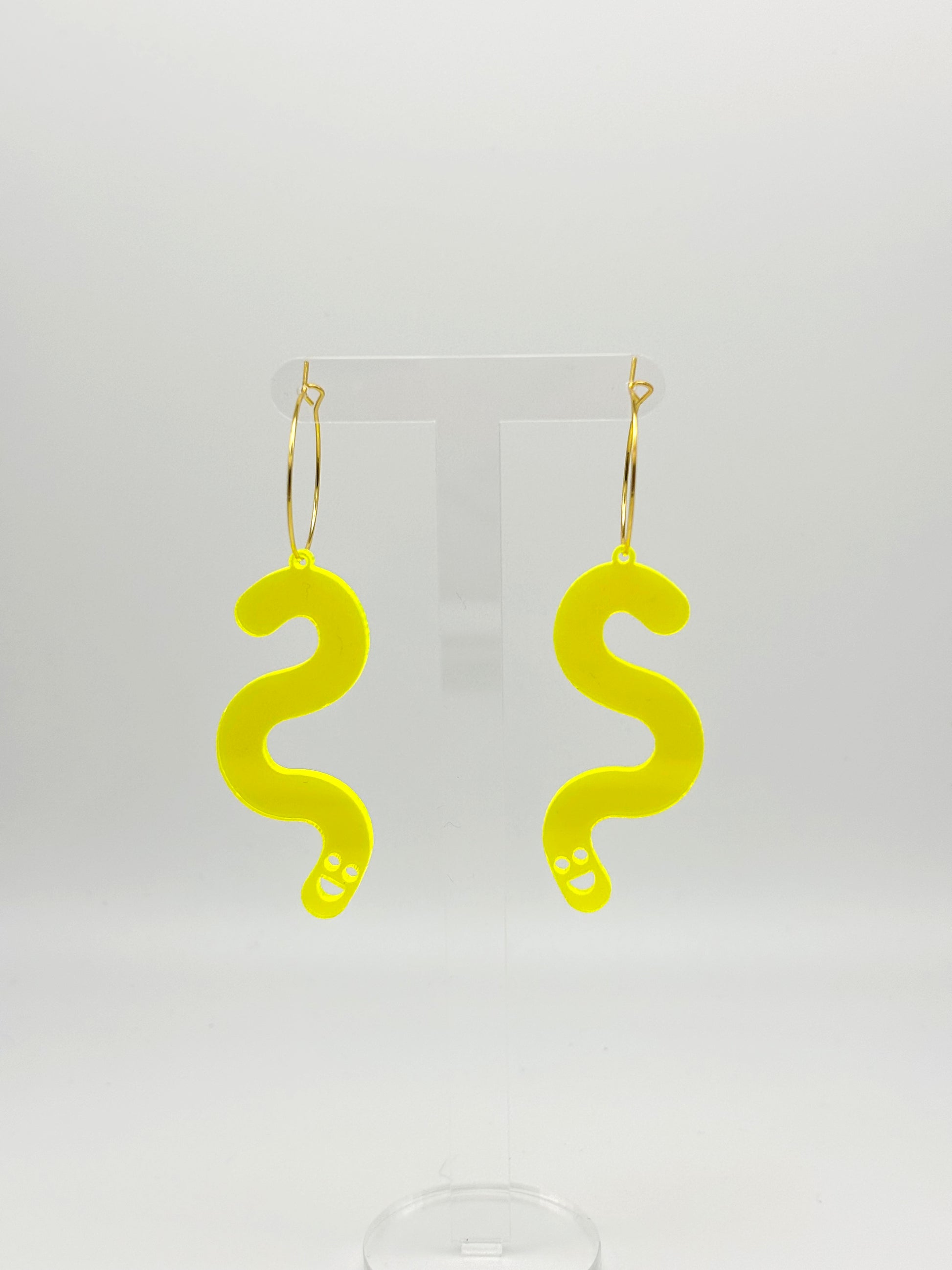 Fluorescent Worm Hoop Earrings image 0