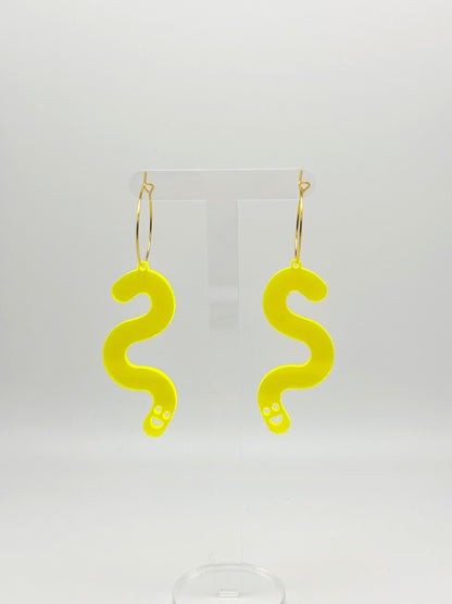 Fluorescent Worm Hoop Earrings image 0
