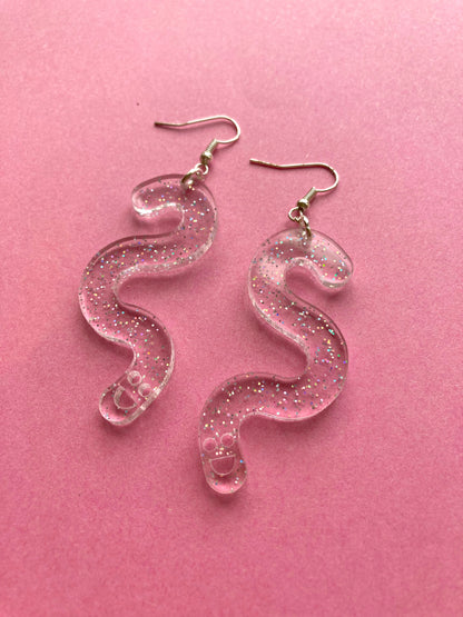 Glitter Worm Simple Dangles - Clear Rainbow image 7