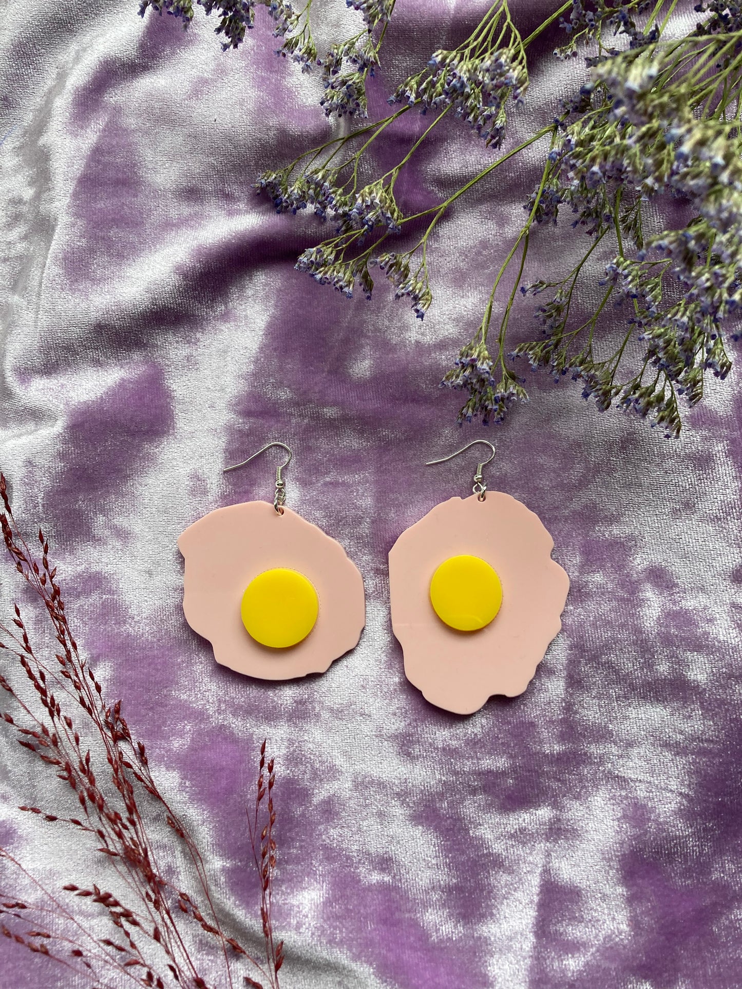 Pink Realism Fried Egg Earrings image 3