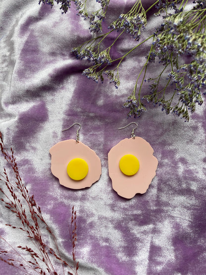 Pink Realism Fried Egg Earrings image 3