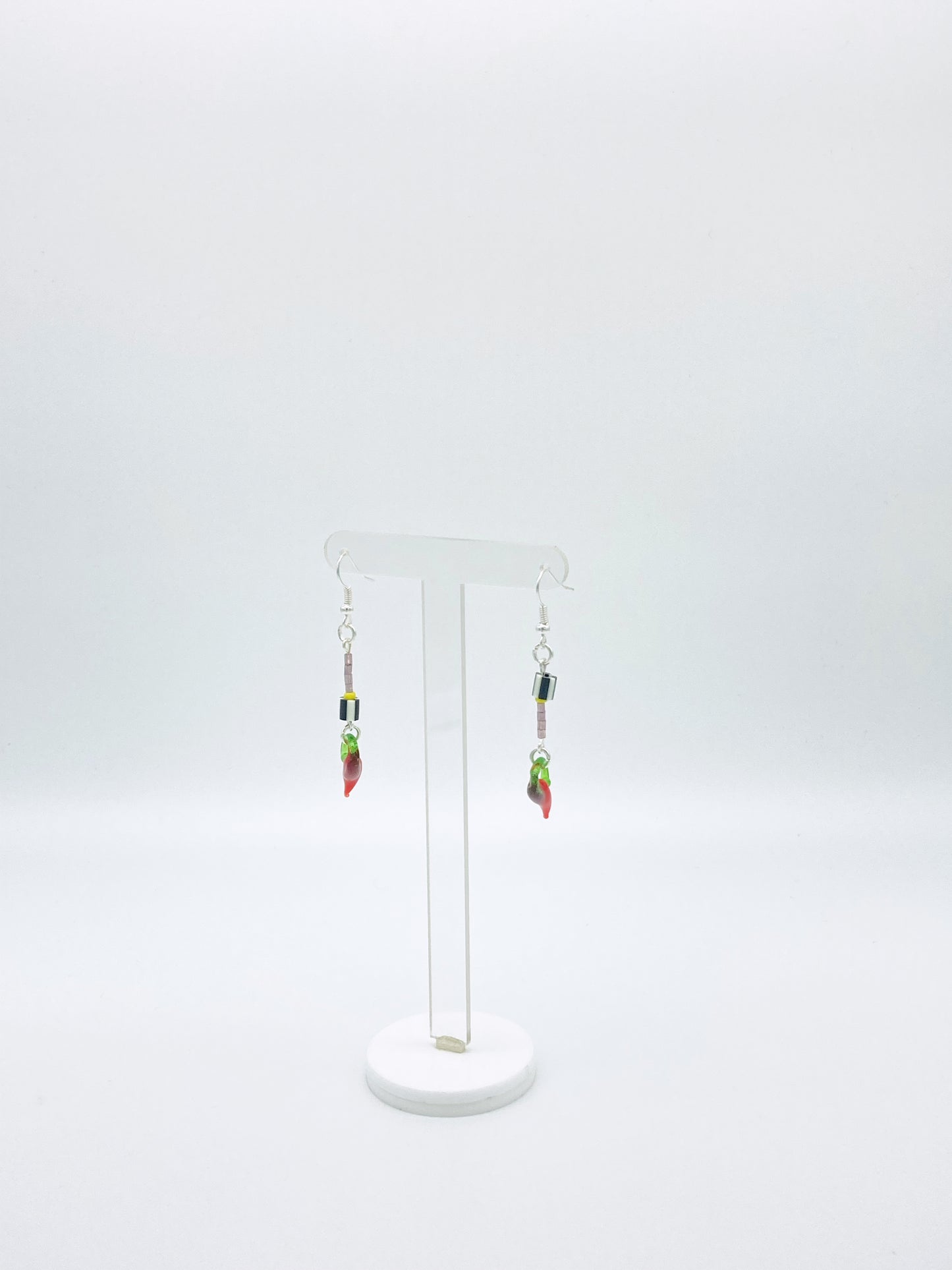 Abstract Chilli stripe b&w dangle earrings - Gold findings image 7