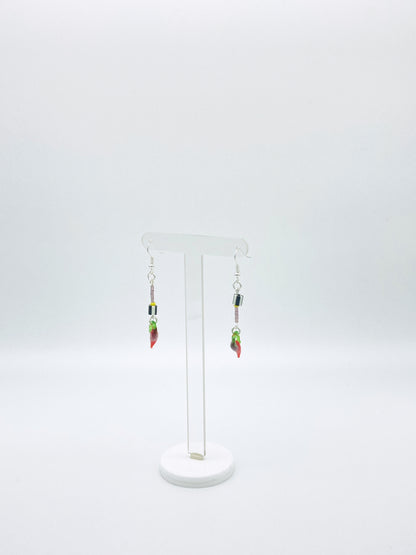 Abstract Chilli stripe b&w dangle earrings - Gold findings image 7