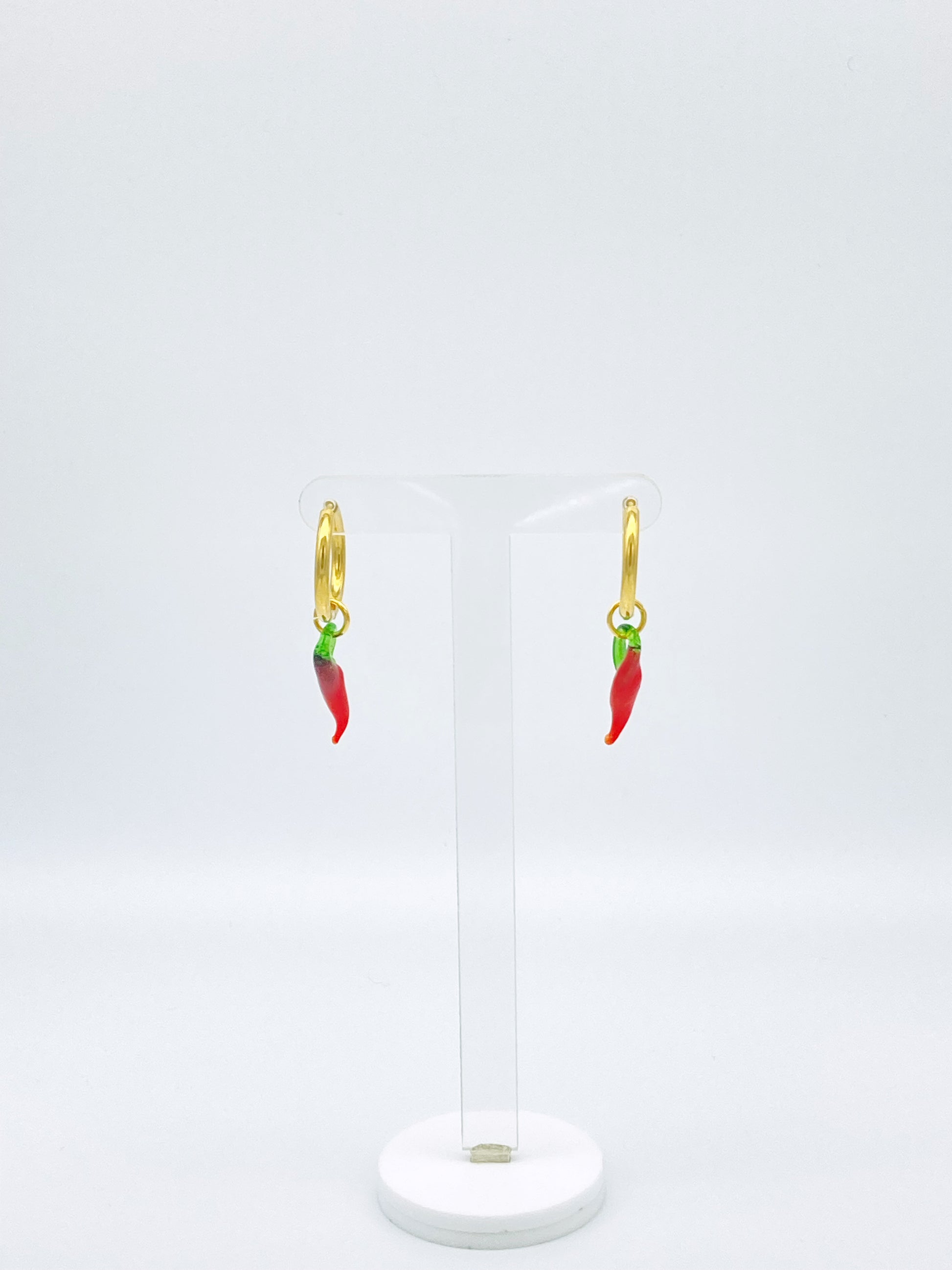 Clicker Hoop Chilli Earrings - Gold Plated image 1