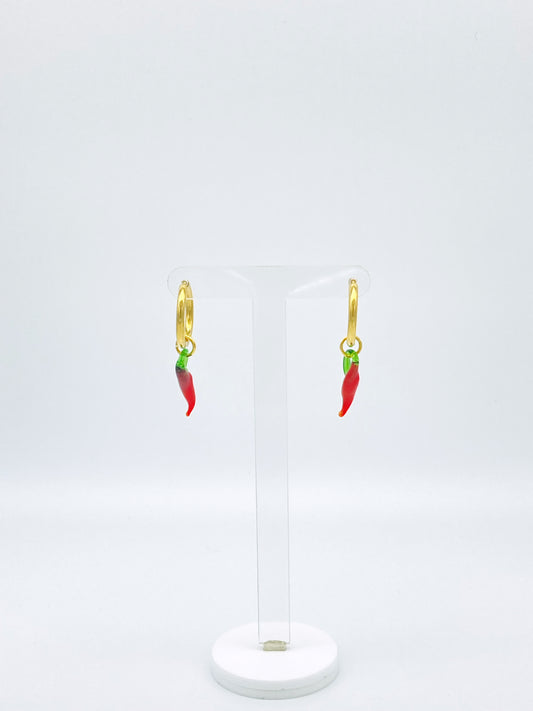 Clicker Hoop Chilli Earrings - Gold Plated image 1