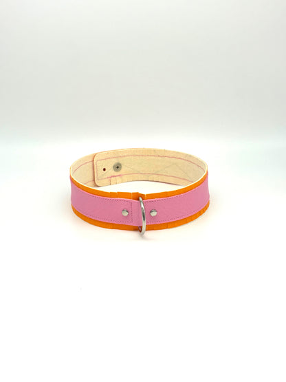 Fringed PVC choker - Orange & Baby Pink image 2