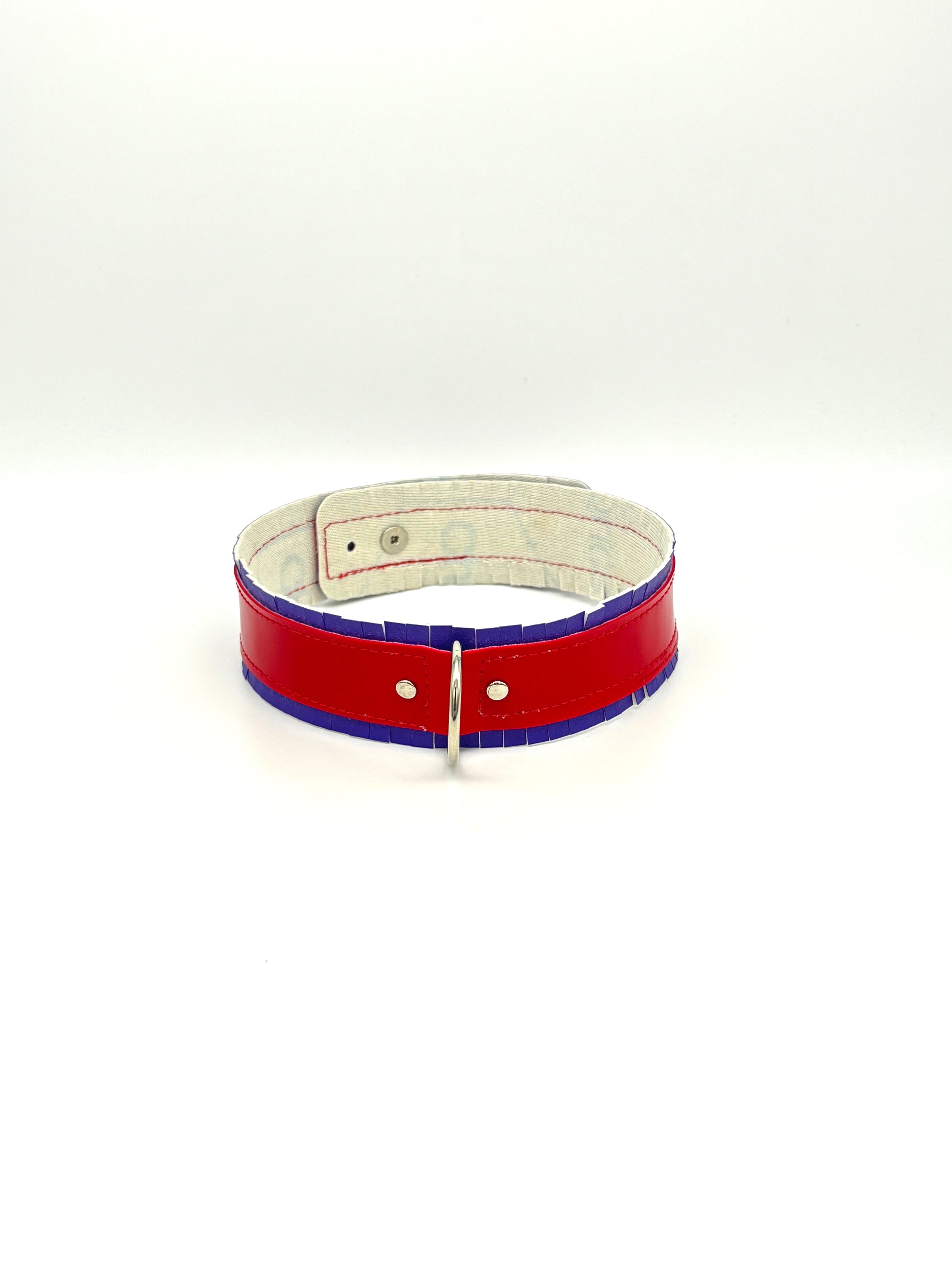 Fringed PVC choker - Purple & Red image 6