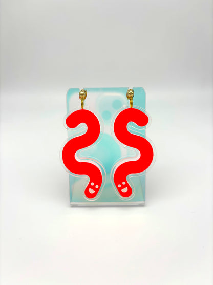 Acrylic & Vinyl Worm Earrings - Orange image 1