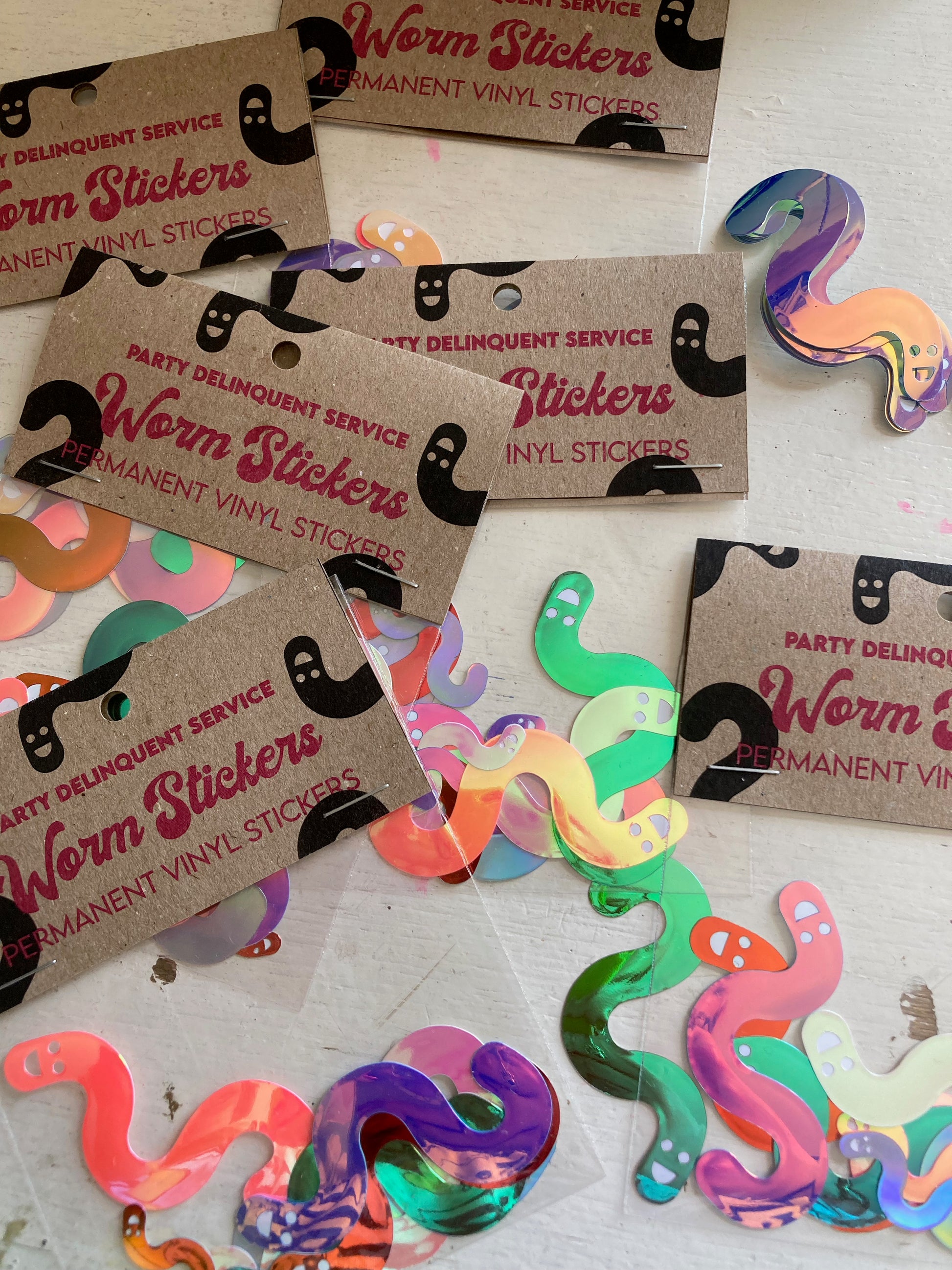 Iridescent Worm Stickers image 3