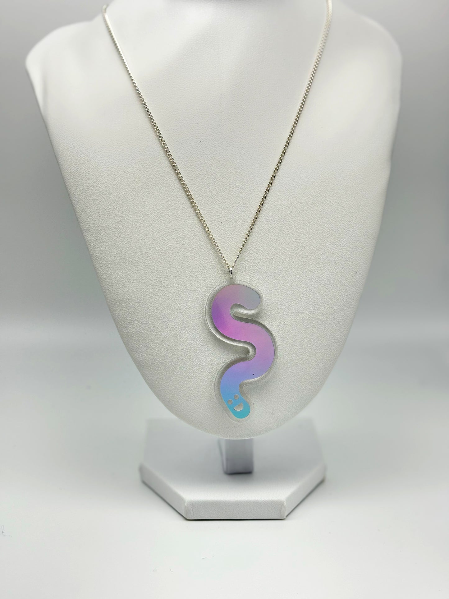 Wormie Necklace - Holographic Silver Vinyl image 5