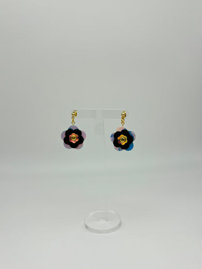 Mini Punk Flower Earrings - Iridescent & Black image 5