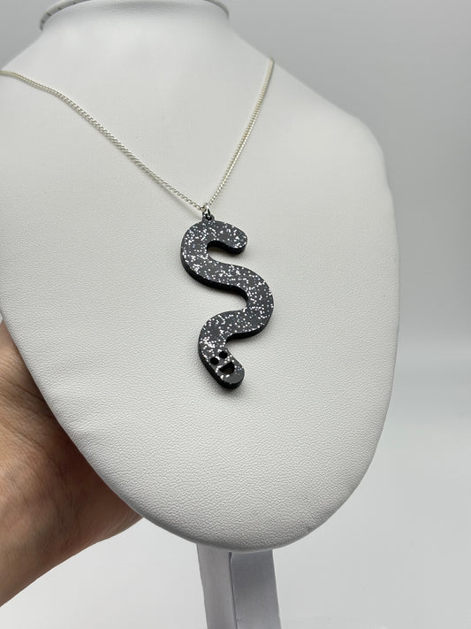 Wormie Necklace - Black Glitter image 0